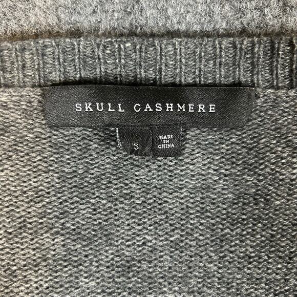 Skull Cashmere 70% Wool Distressed‎ w Holes Sweater Size S Grey - Picture 3 of 7